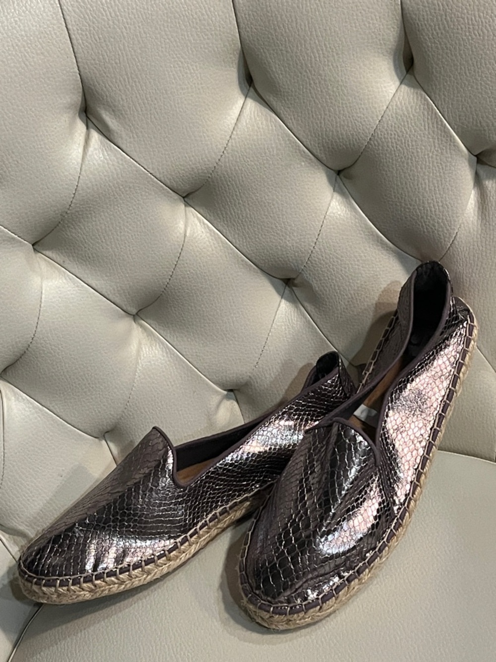 DV by Dolce Vita Metallic Brown Snake-Embossed Espadrilles